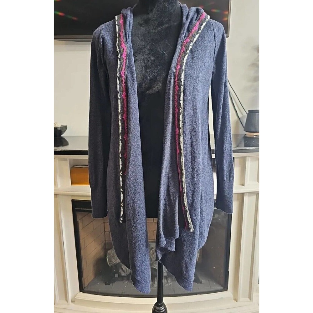 Eddie Bauer Sweater Womens Small Hooded Open Front Cardigan Asymmetrical Hem
